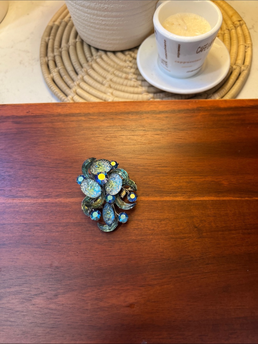 Blue Green Cluster Crystal Brooch - Women's Jewelry